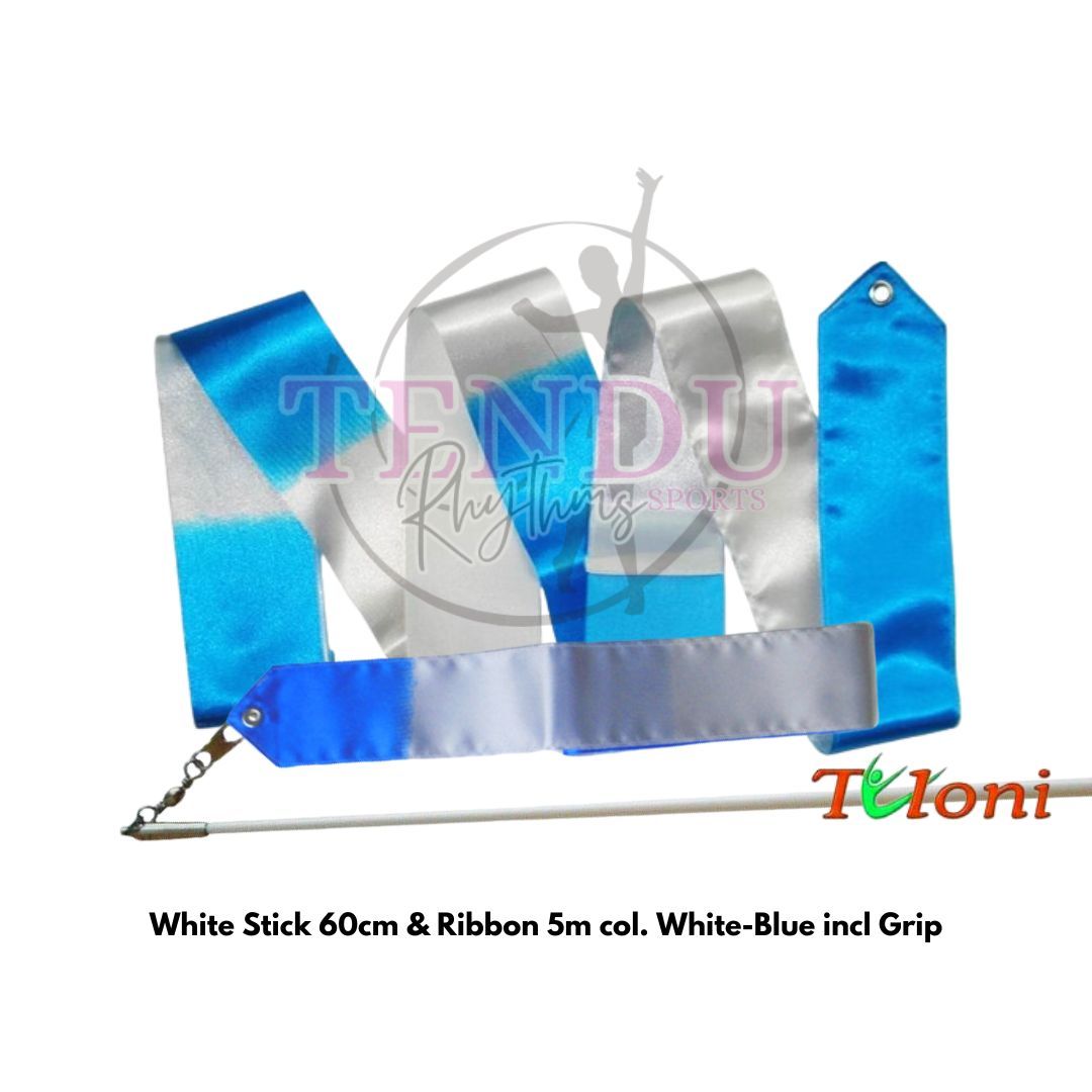 TULONI |  White Stick 60cm & Ribbon 5m col. White-Blue incl Grip (RS-T5MW-BW)_1