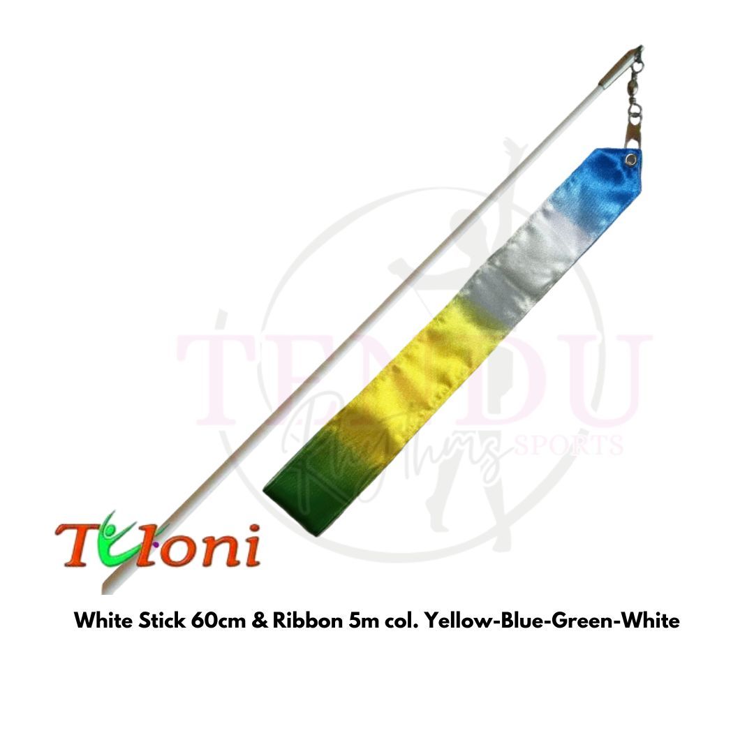 TULONI |  White Stick 60cm & Ribbon 5m col. Yellow-Blue-Green-White (RS-T5MW-YBGW )_0