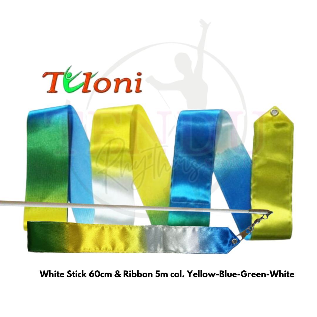 TULONI |  White Stick 60cm & Ribbon 6m col. Yellow-Blue-Green-White (RS-T6MW-YBGW )_1