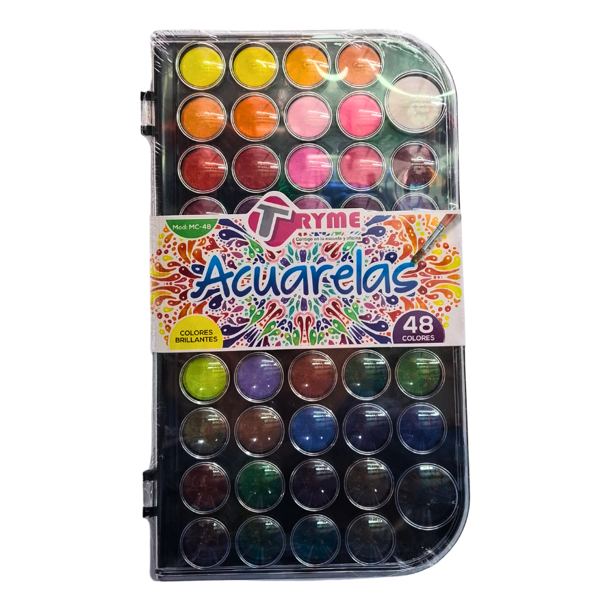 Acuarelas Tryme 48 pastillas estuche plastico_0