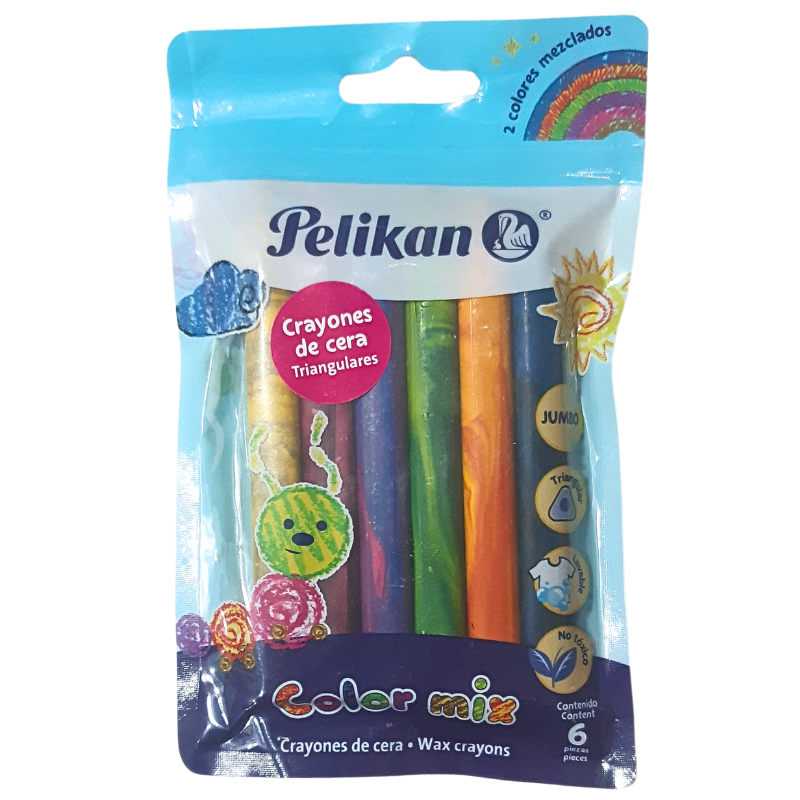 Crayon pelikan COLOR MIX triangular jumbo 6pza. _0