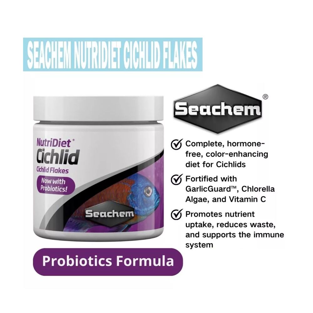 SEACHEM PROBIOTIC FISH FOOD (TROPICAL, CHLORELLA, CICHLID, DISCUS, SRIMP FLAKES)_1