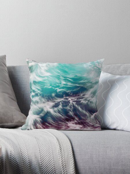 Blue Ocean Waves Pillow_0