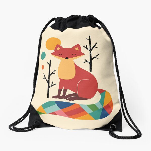 Rainbow Fox Drawstring Bag_0