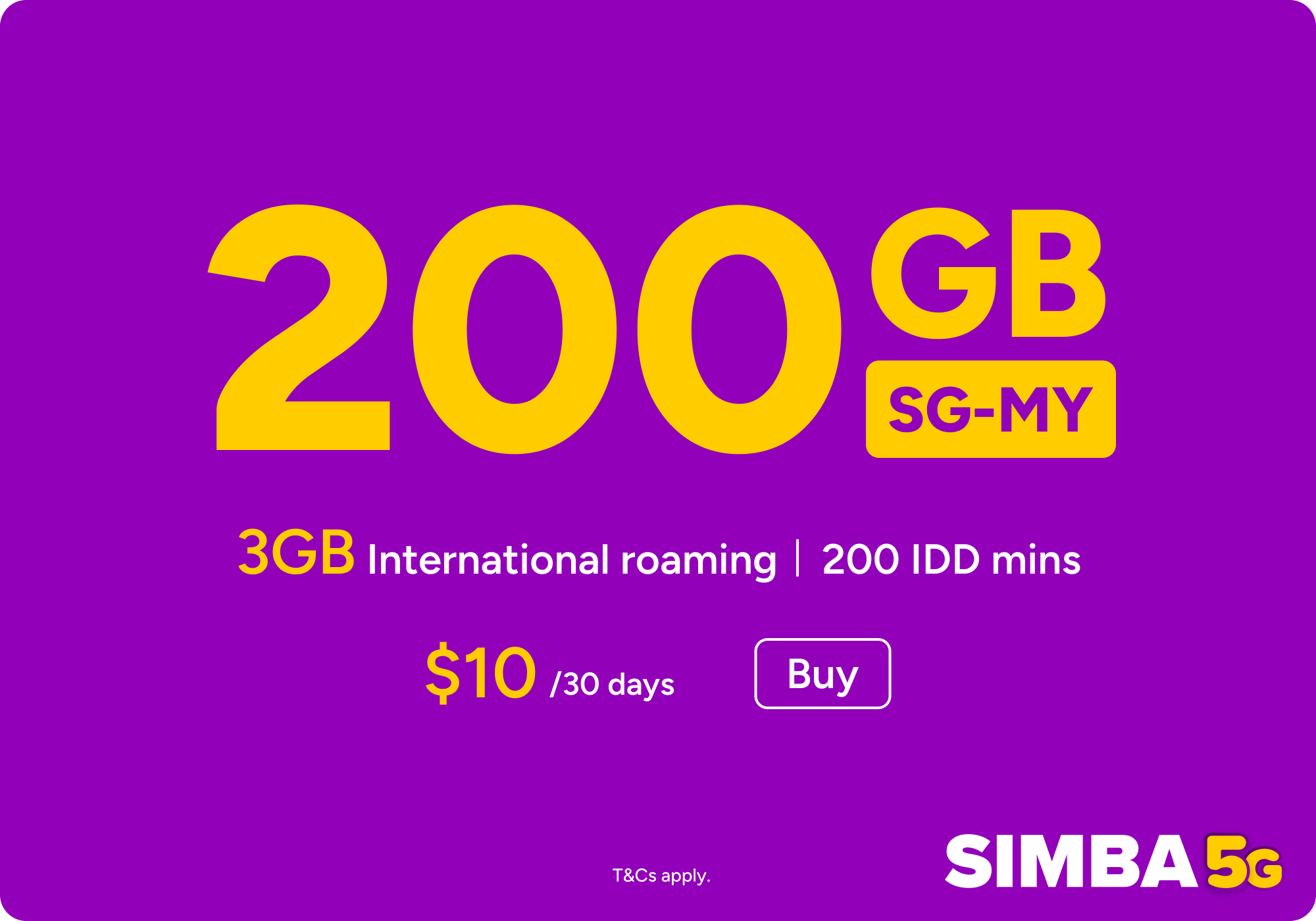 SIMBA SIM-Only $10 200GB SG-MY_0