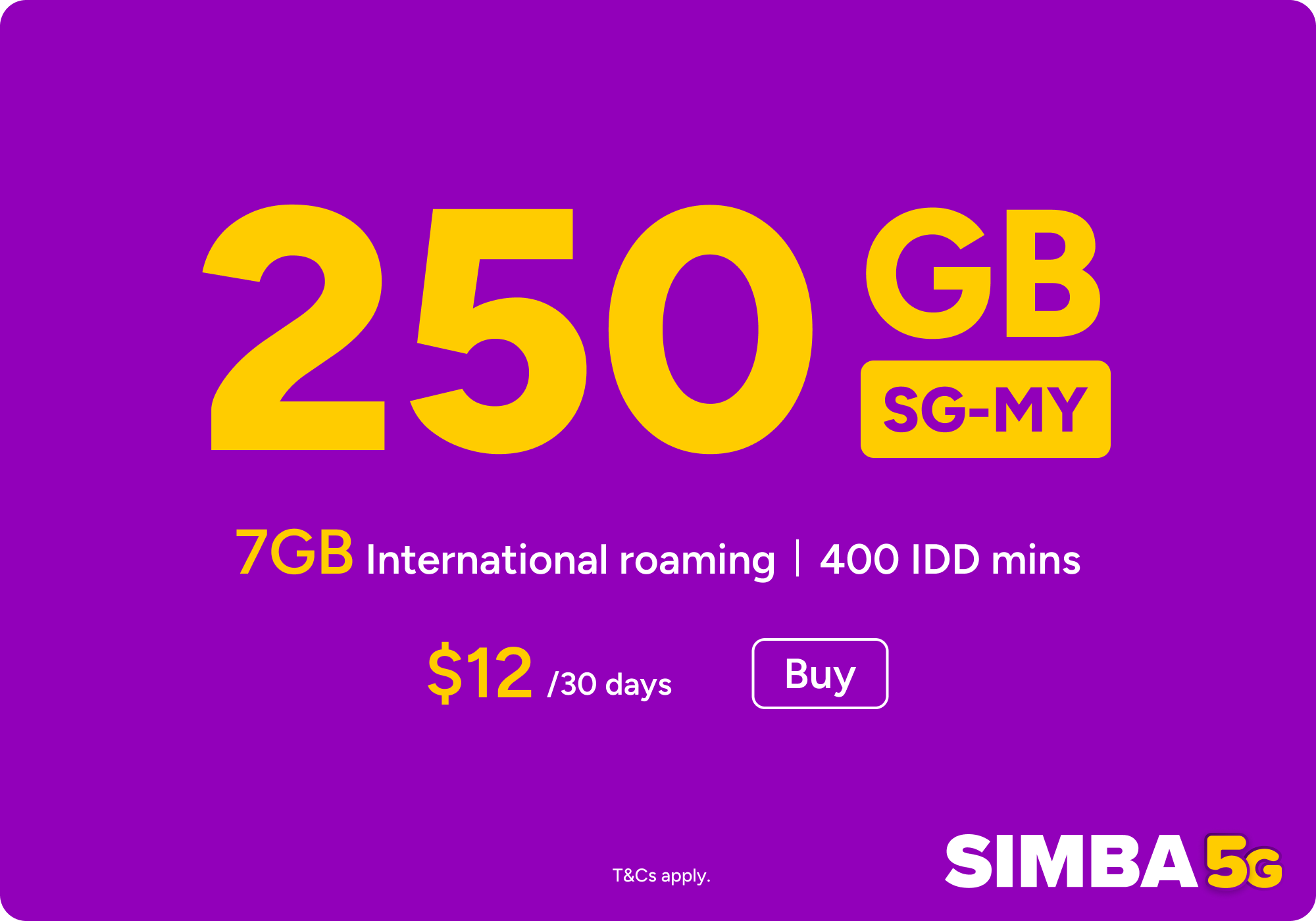 SIMBA SIM-Only $12 250GB SG-MY_0