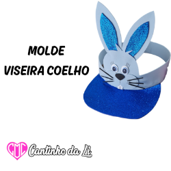 Molde Viseira Coelho Páscoa Azul_0