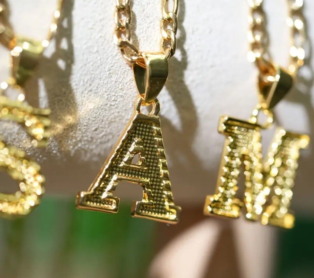 18k Gold Plated Letter Rope Chain Necklace _1