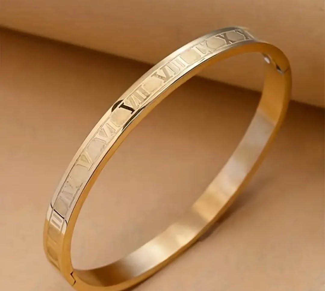 Stainless steel Roman numeral bracelet (Gold)_0