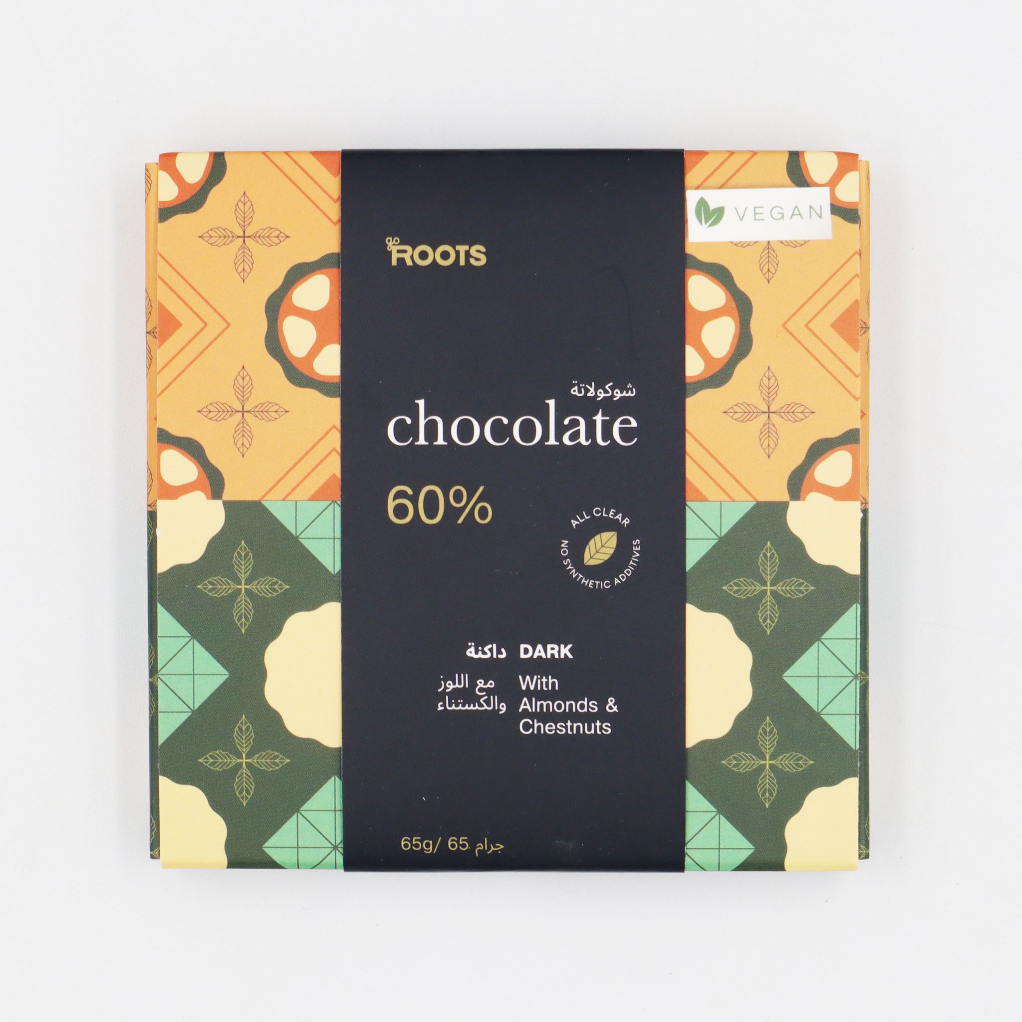 Roots Dark Chocolate 60% with Almonds & Chestnuts 65g_0