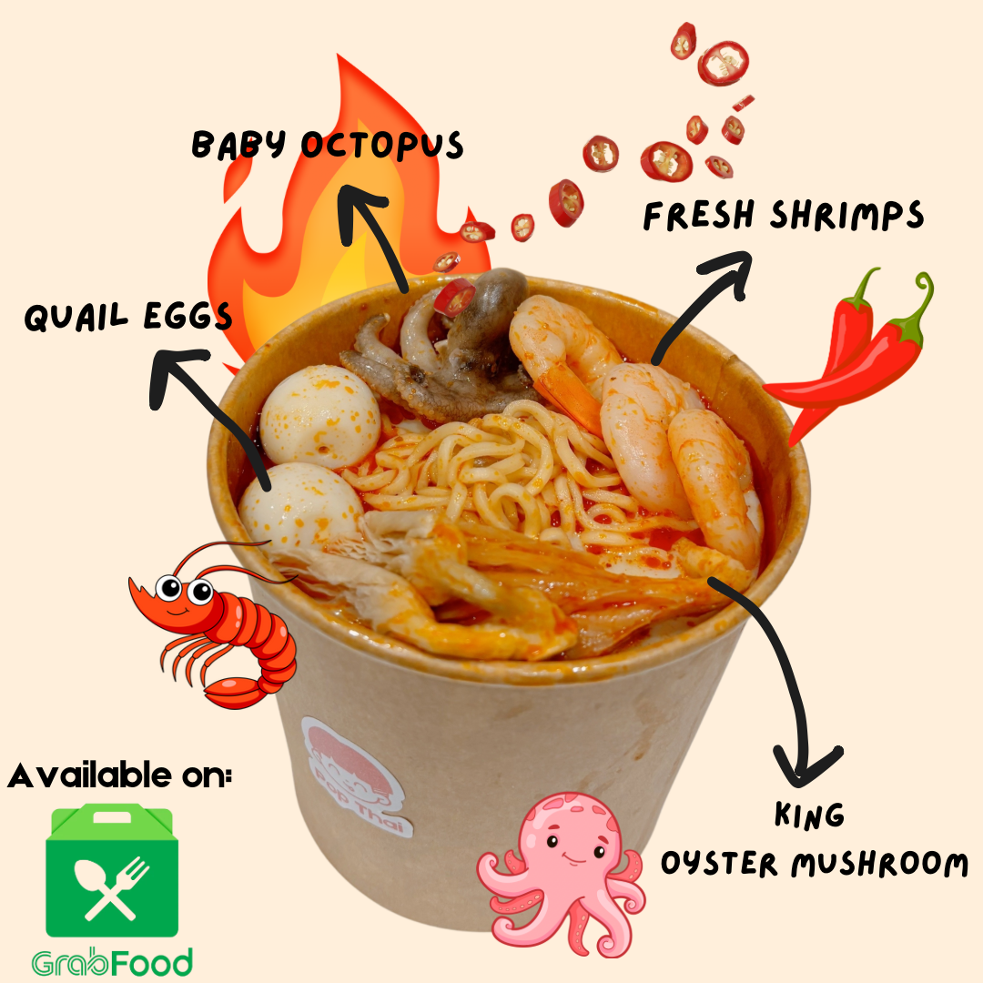 Mala milk seafood soup with noodles_0