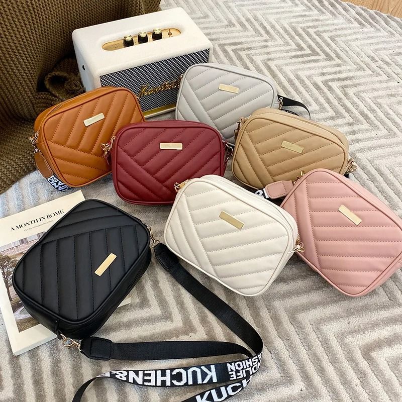 Fashion Travel Camera Bag Women's Cross PU Leather Shoulder Bag Roller Strip Camera Bag New Storage Bags Shoulder Phone Bags_0