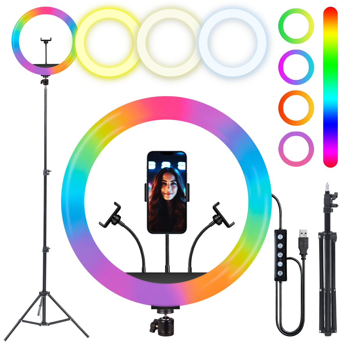 14 inches ring light with long tripod _0