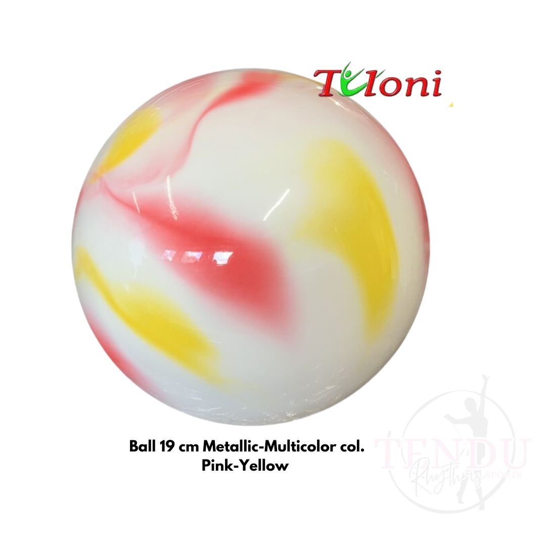 TULONI | Ball 18 cm Metallic-Multicolor col. White-Pink-Yellow (BA-T18M-MWPY)_0