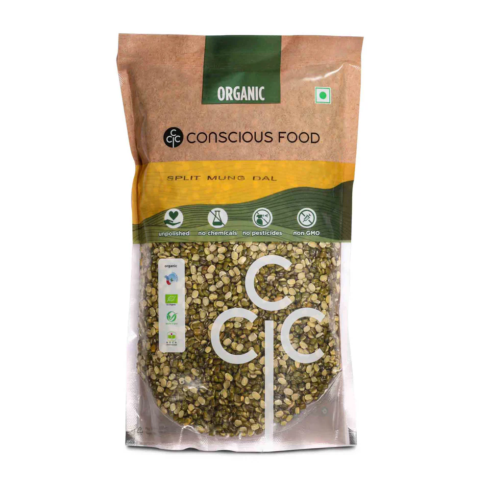 Conscious Food Organic Split Mung Bean Split Mung Dal 500g_0