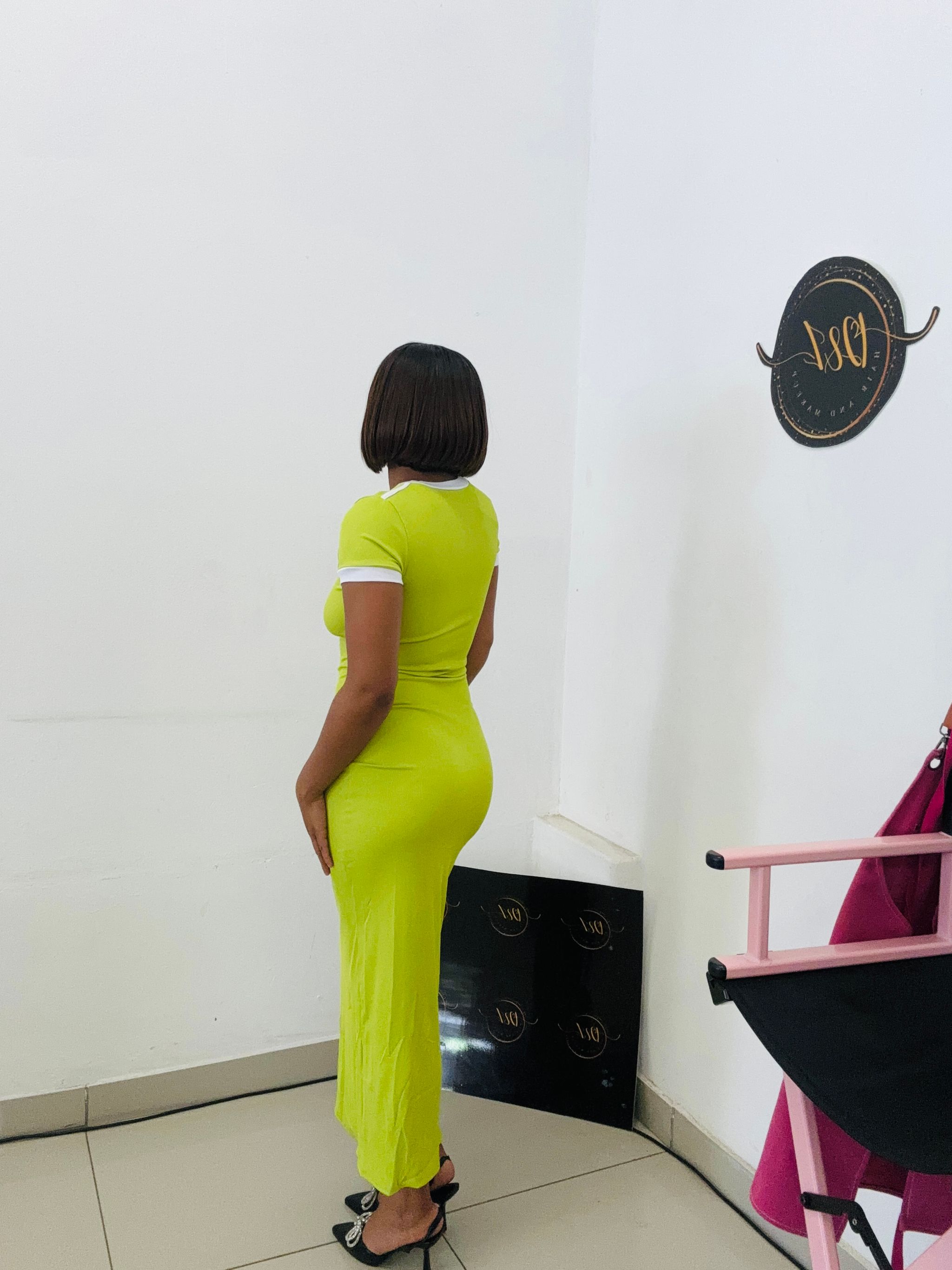 Lime green bodycon dress_1