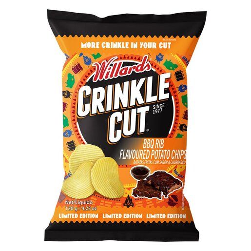 Willards Chips Crinkle Cut Bbq Rib 120g_0