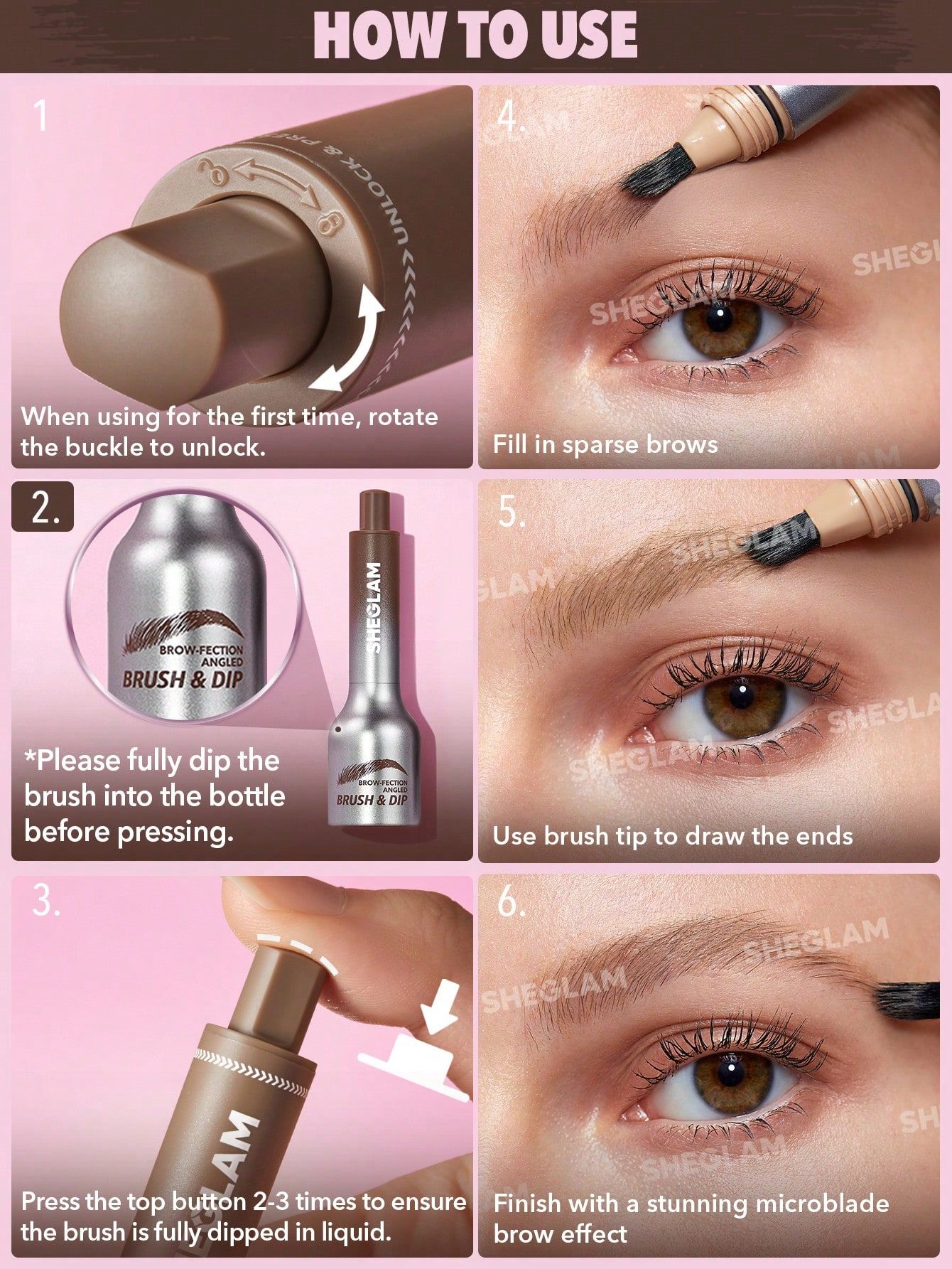 SHEGLAM Brow-Fection Angled Brush & Dip - Charcoal_5