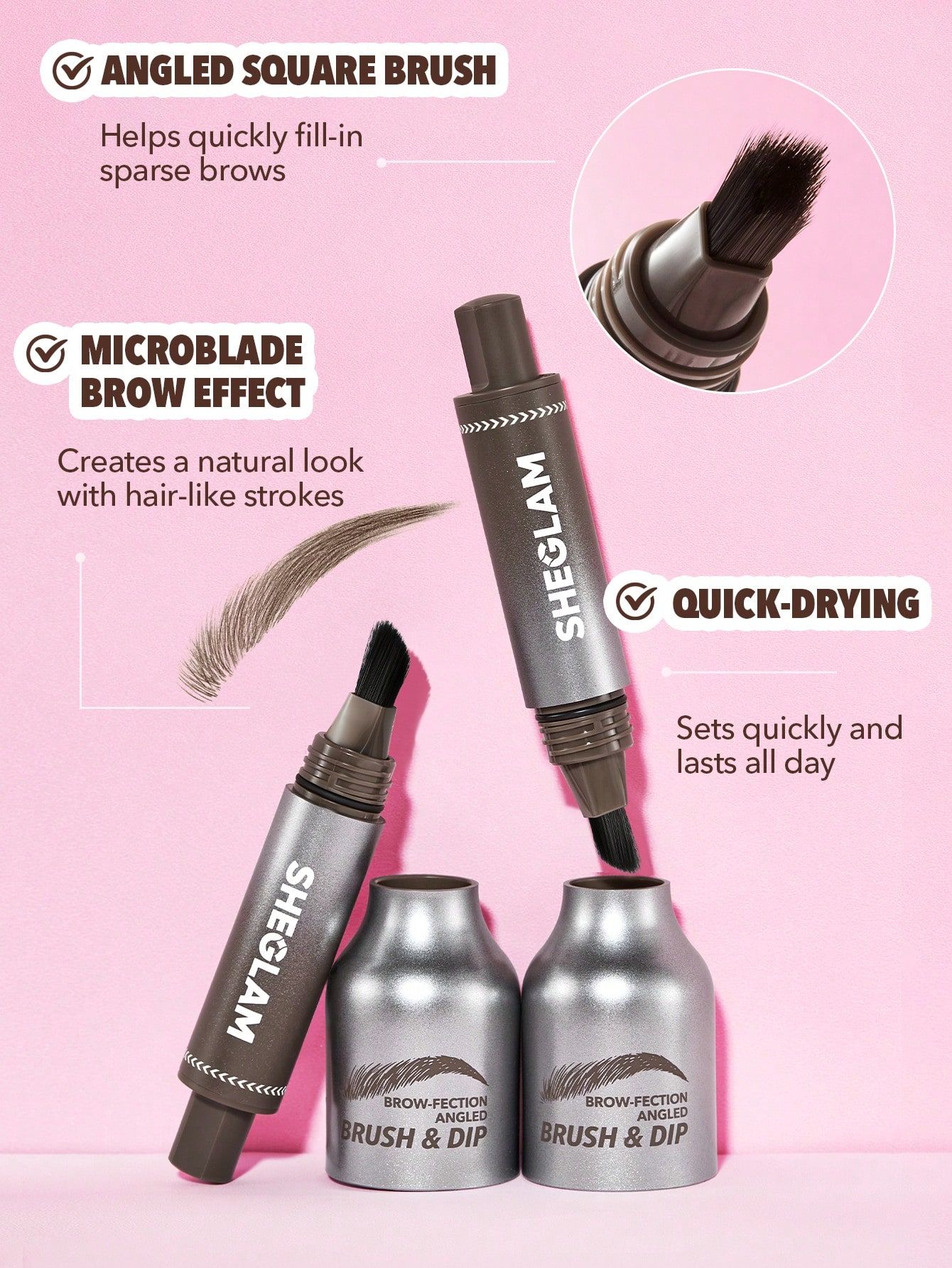 SHEGLAM Brow-Fection Angled Brush & Dip - Charcoal_7