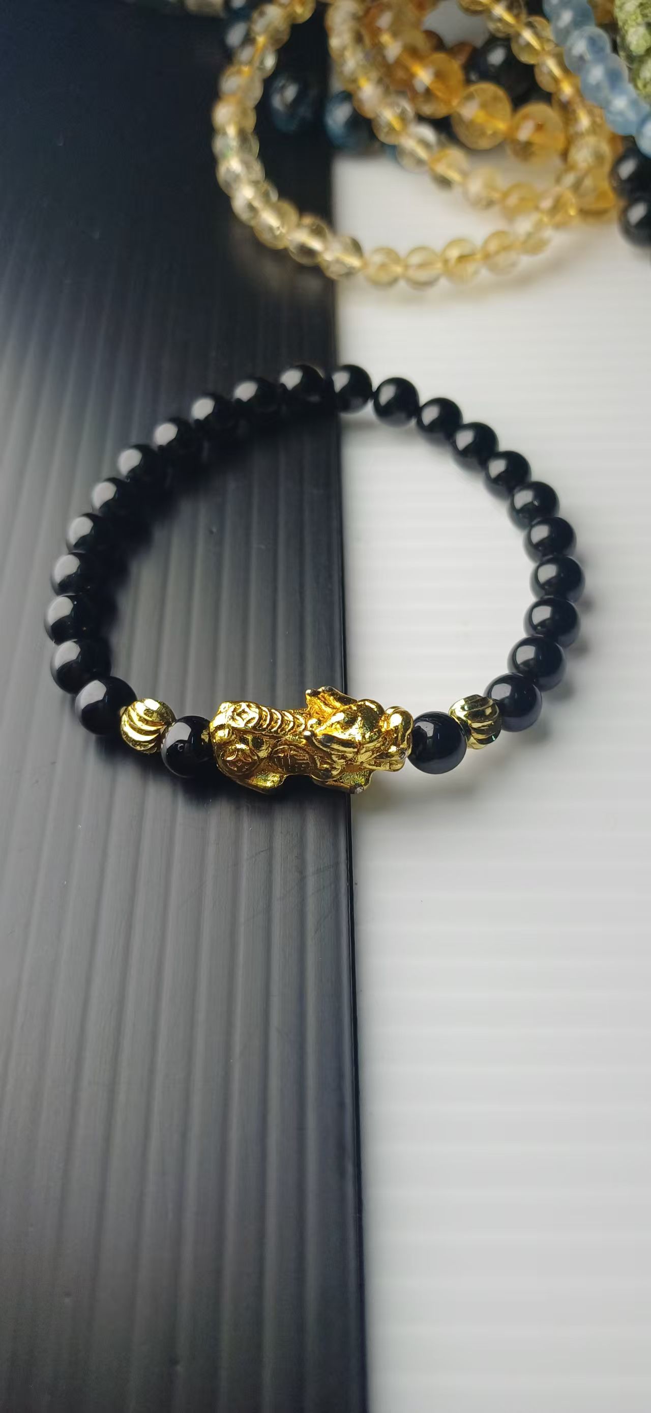 BLACK TOURMALINE WITH GOLDEN PIXUE _0