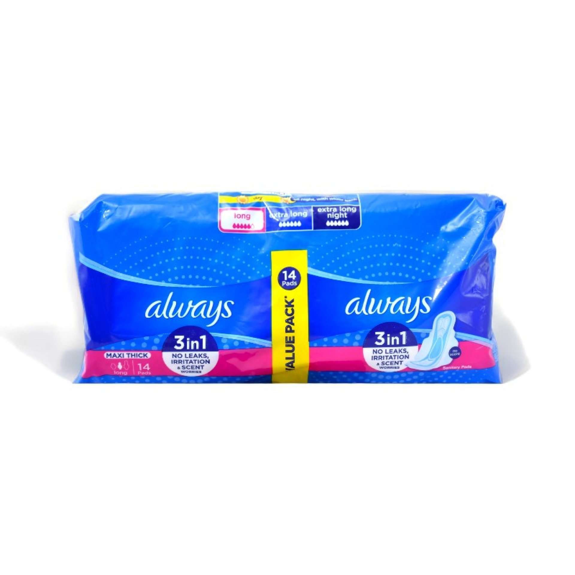 Always Sanitary Pads 3 in 1, Maxi Thick, Extra Long_0