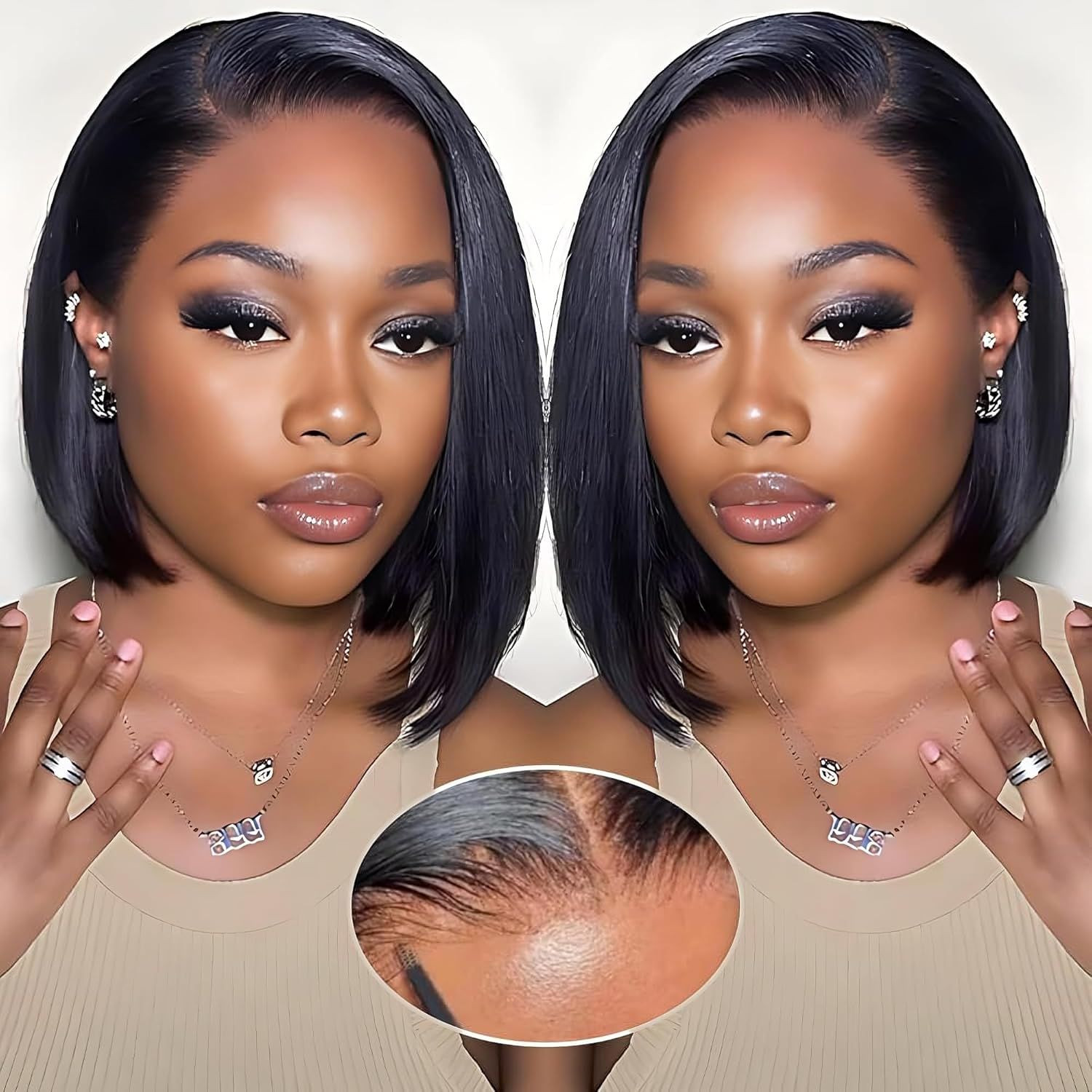 10Inch 5x5 Pre-Cut Lace Closure Bob Wig_0