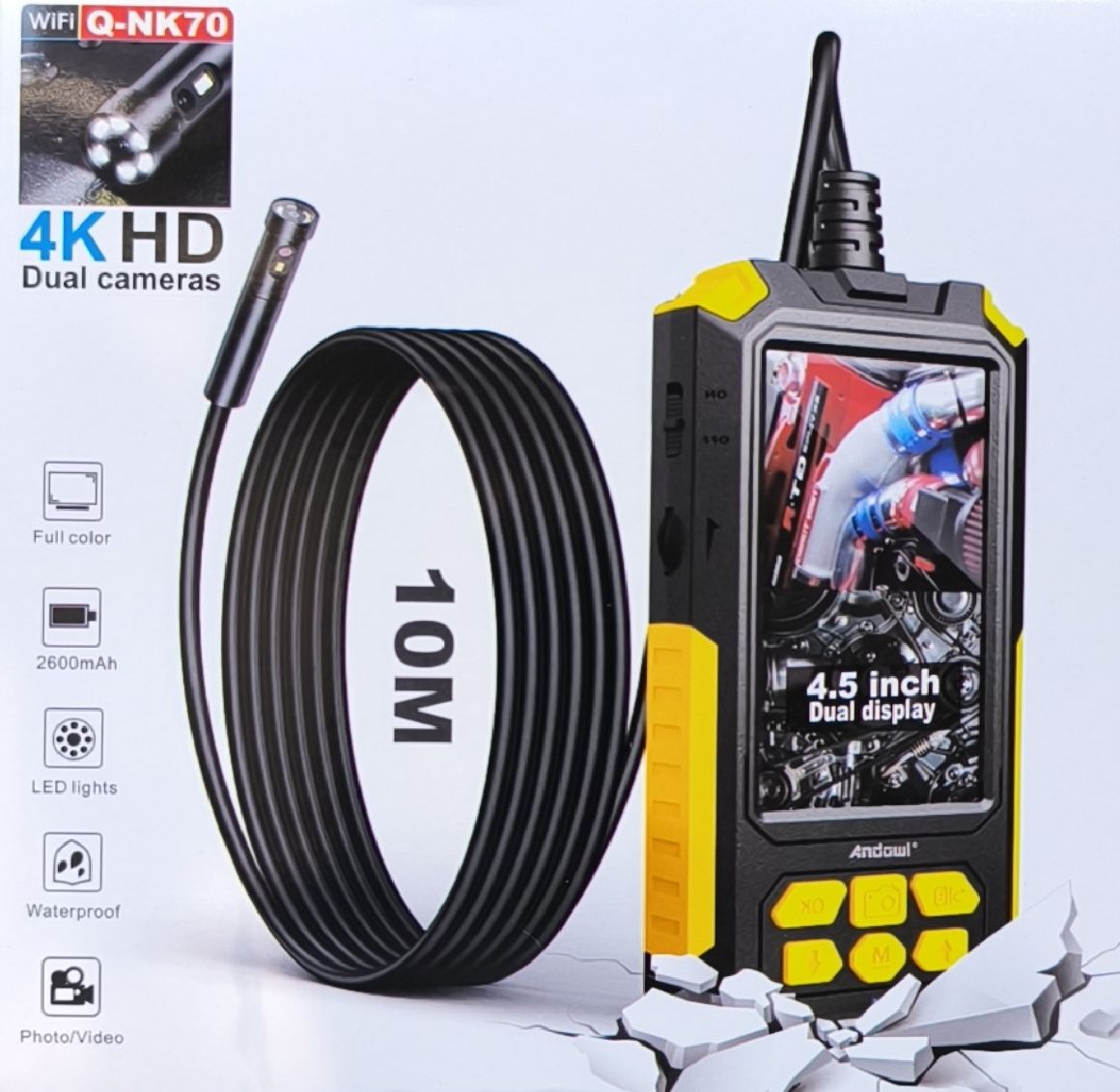 Andowl Q-NK70 10 Meter 4K HD Handheld Waterproof Endoscope_0