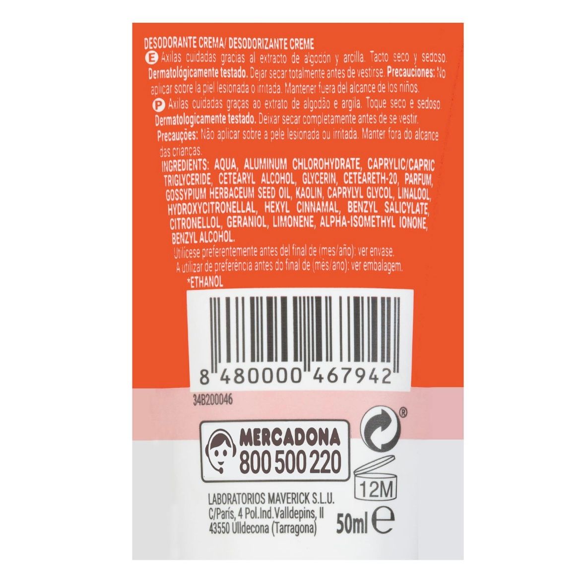 Desodorante en crema piel delicada Deliplus antitranspirante 0% alcohol_1