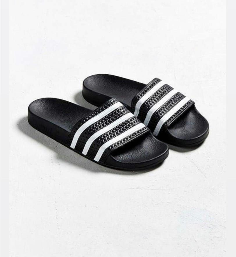 Black and White Striped Slide Sandals_2