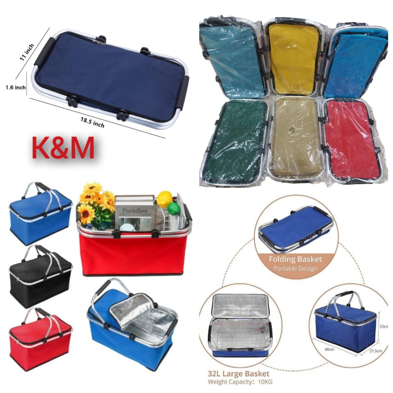 Collapsible Picnic Basket Cooler Bag – Portable & Insulated Storage_1