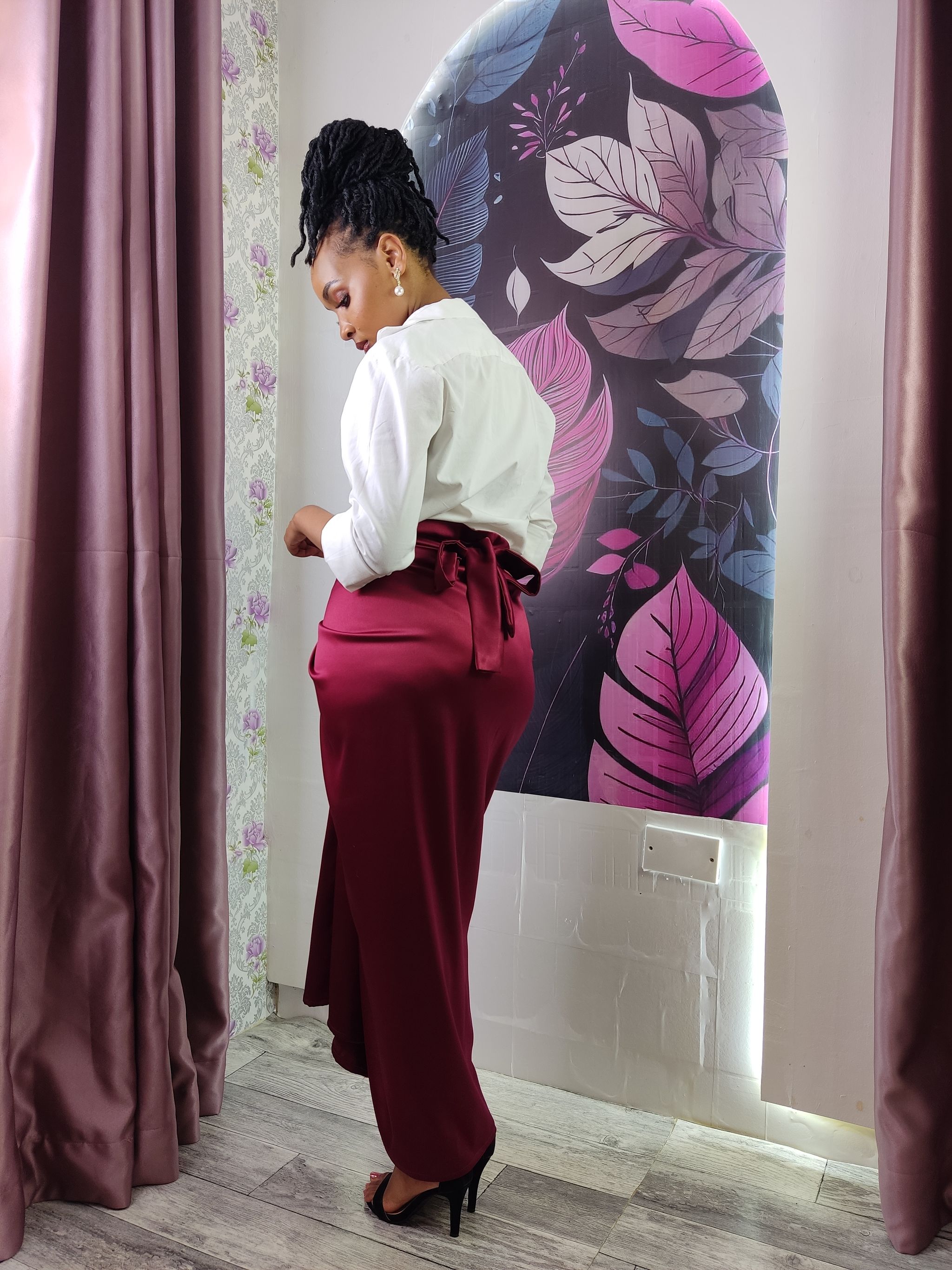 Burgundy Wrap Skirt _4