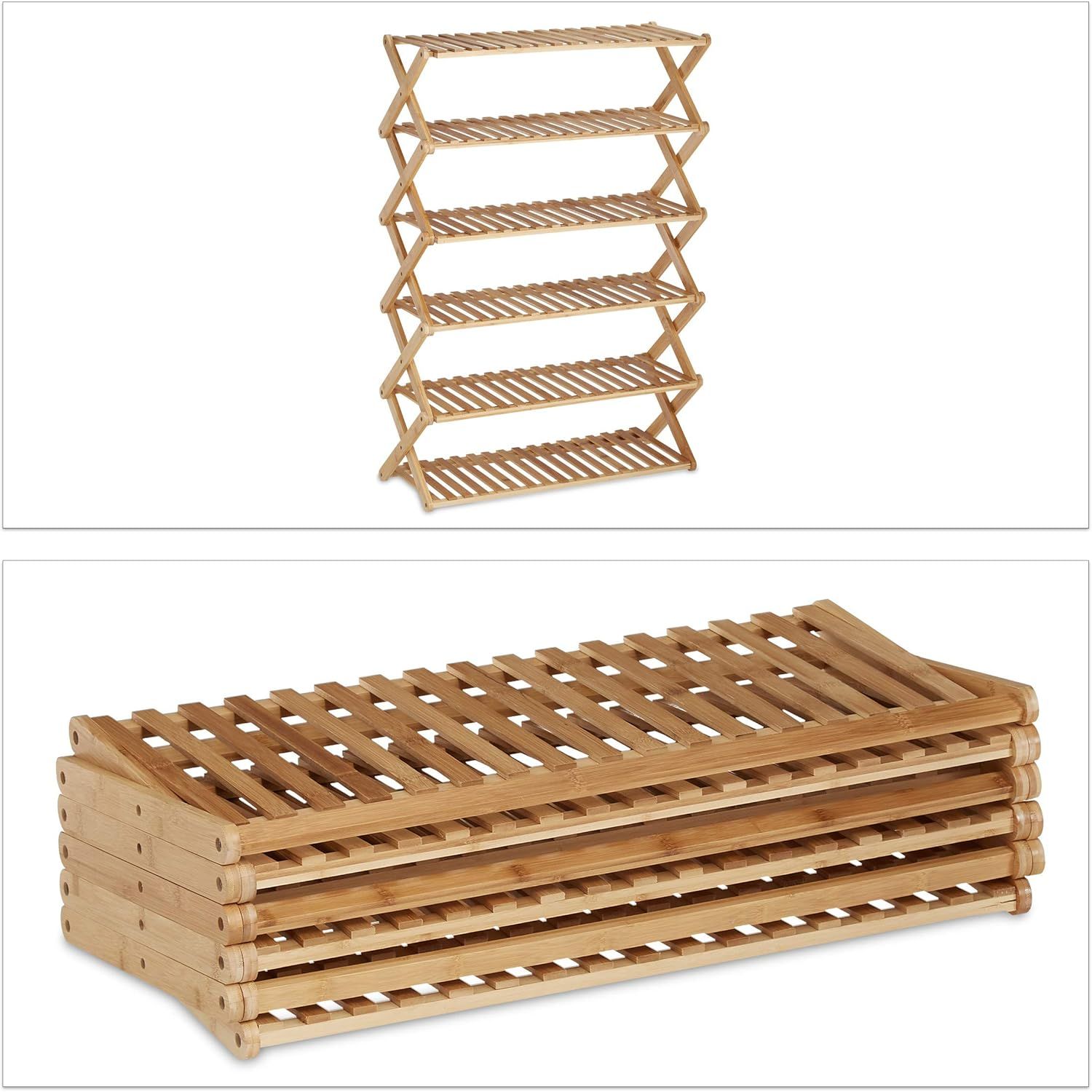 6 layer collapsible bamboo shoe rack_3