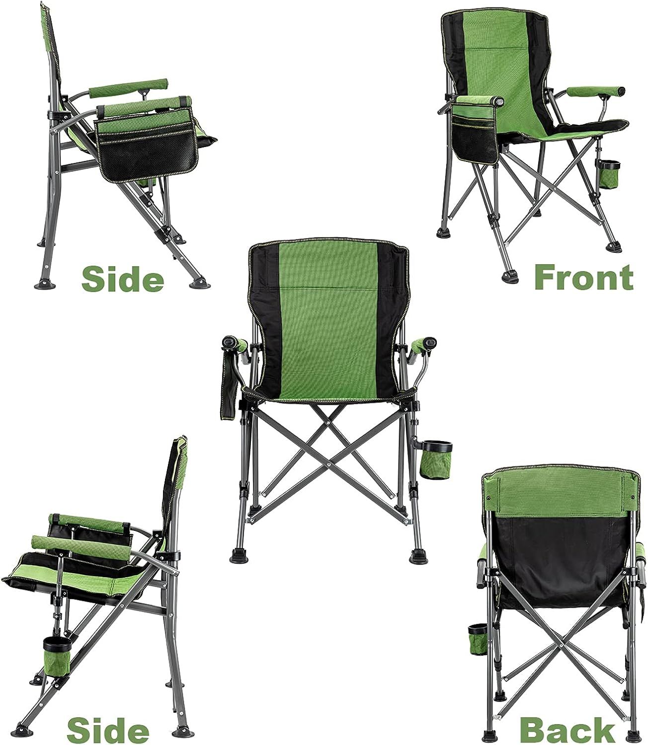 Folding Camping Chairs: Extra-Wide Lightweight Outdoor Chairs with Armrests, Cup Holder, 120kg Capacity per Chair_3