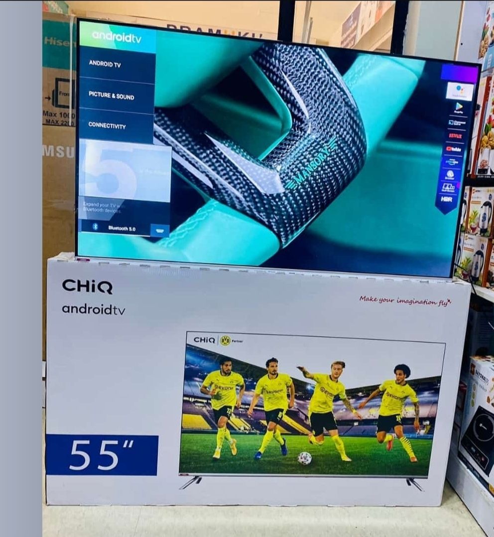 Chiq 55″ 4k UHD Smart Andriod 9.0 TV – Silver Black_1