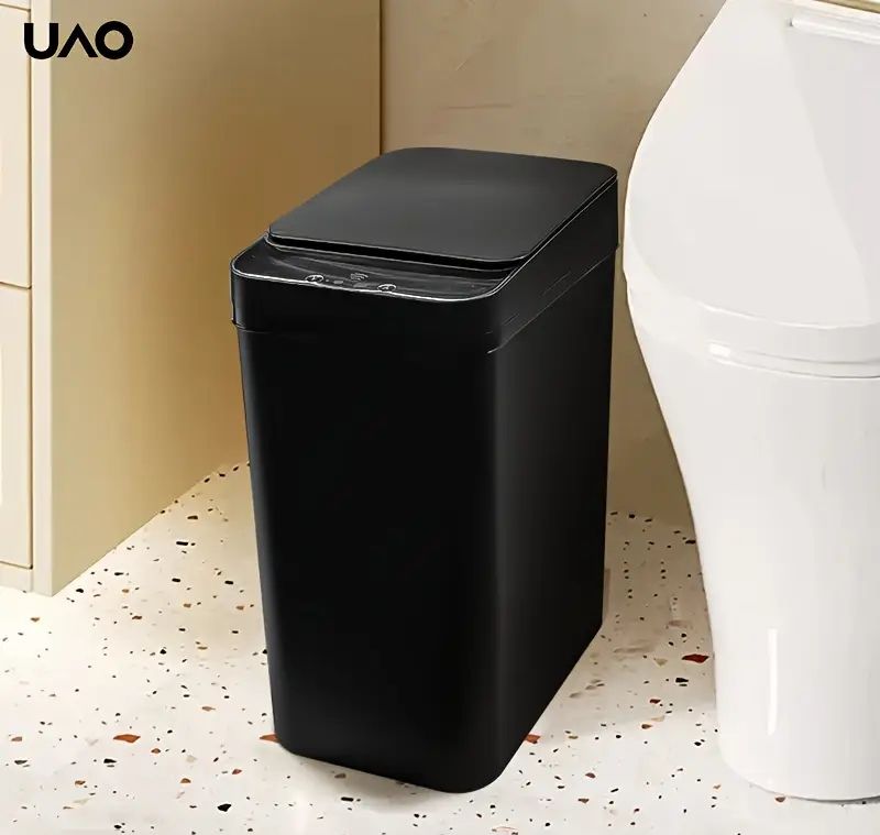 Smart Slim Trash Can with Kick-Open Lid._7