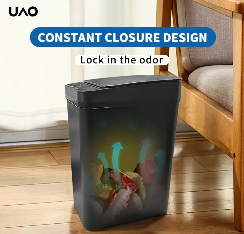 Smart Slim Trash Can with Kick-Open Lid._6