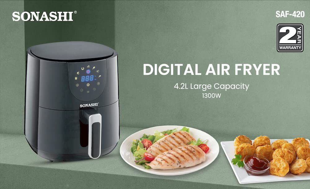 SONASHI SAF-420 Digital Air Fryer – LED Touch-Screen Display, Temperature Control, 4.2 L Teflon Pan, Overheat Protection, 220-240 V / 1300W_3