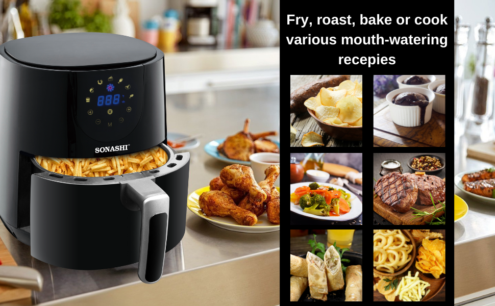 SONASHI SAF-420 Digital Air Fryer – LED Touch-Screen Display, Temperature Control, 4.2 L Teflon Pan, Overheat Protection, 220-240 V / 1300W_4