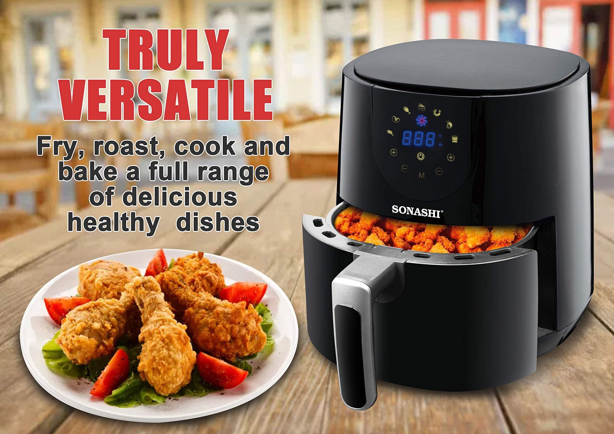 SONASHI SAF-420 Digital Air Fryer – LED Touch-Screen Display, Temperature Control, 4.2 L Teflon Pan, Overheat Protection, 220-240 V / 1300W_2