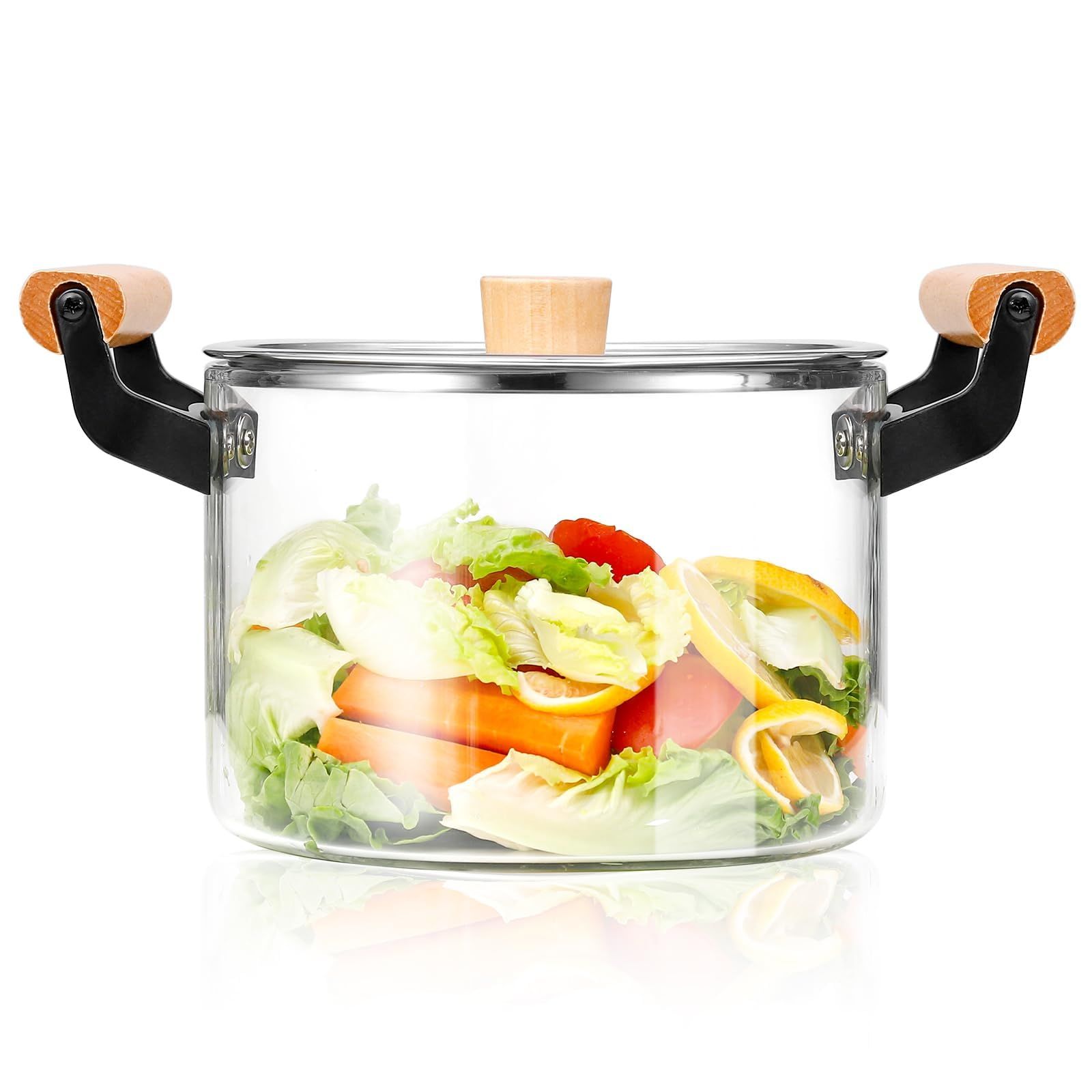 4.5L Clear Glass Pot for Cooking on Stove, Big Glass Cooking Pot with Wooden Handle, Large Glass Simmer Pot for Stove_3