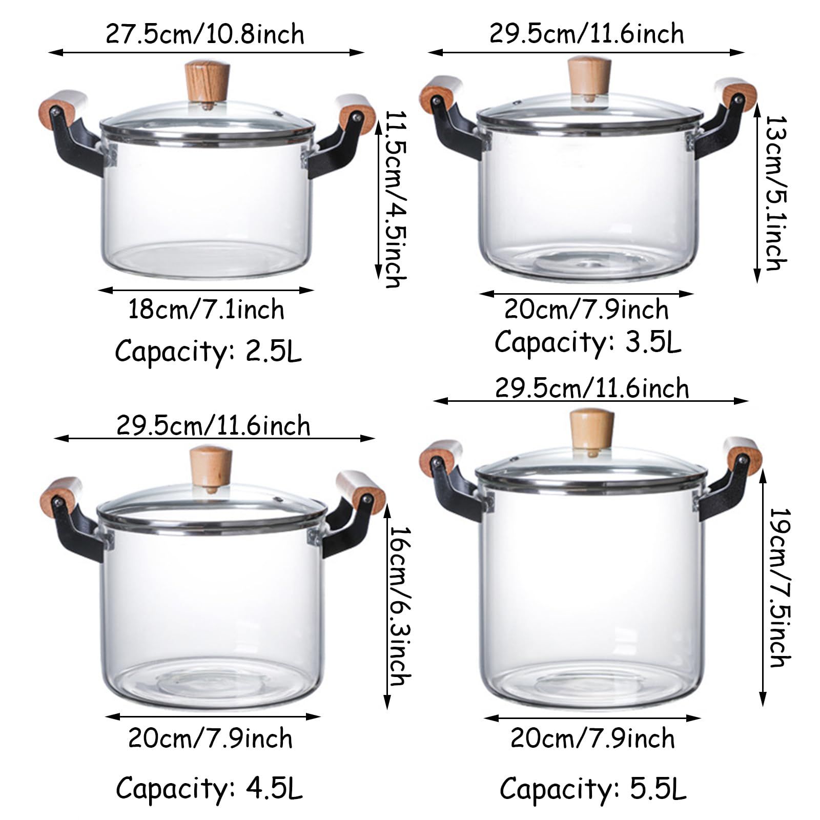 4.5L Clear Glass Pot for Cooking on Stove, Big Glass Cooking Pot with Wooden Handle, Large Glass Simmer Pot for Stove_5