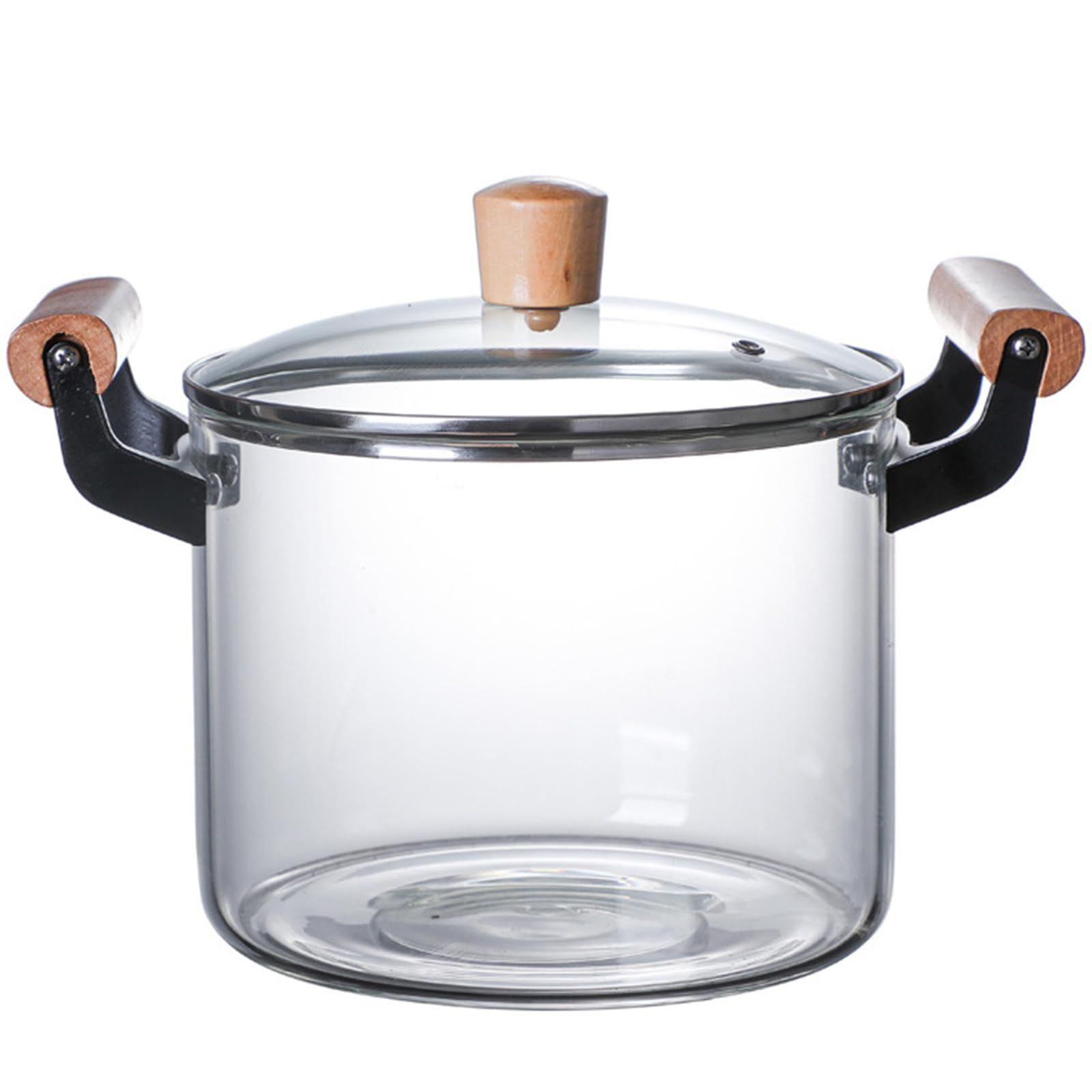 4.5L Clear Glass Pot for Cooking on Stove, Big Glass Cooking Pot with Wooden Handle, Large Glass Simmer Pot for Stove_1