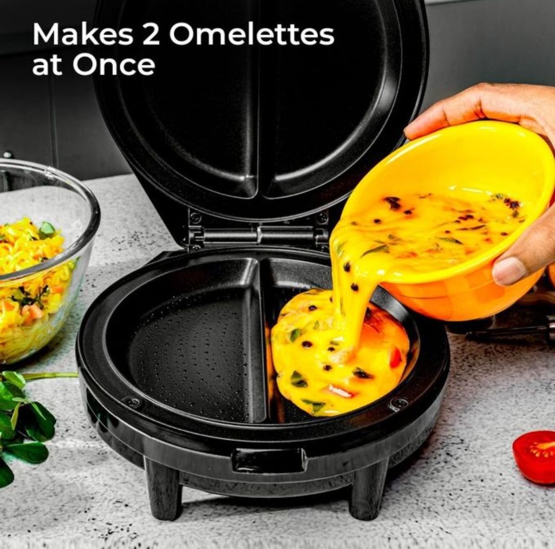 Geepas 1000W Omelette Maker | Dual Electric Non-Stick Egg Cooker | Automatic Temperature Control & Power Light Multi Cooker for Omelettes, Fried, Poached & Scrambled Eggs | Cool Touch, 2 Year Warranty – GOM36535_4