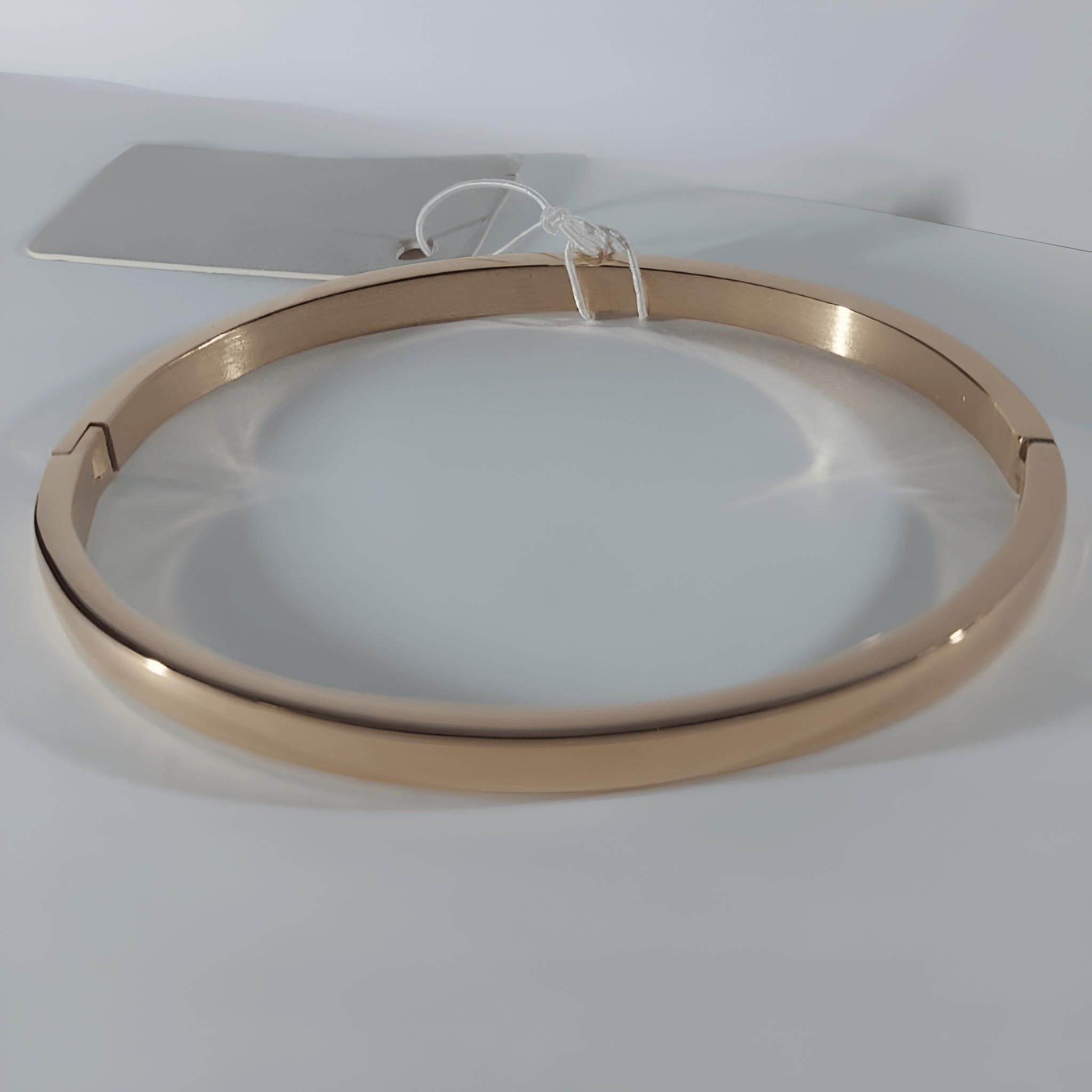 Rustproof Stainless Steel Rose Gold Oval Bangle Bracelet_0