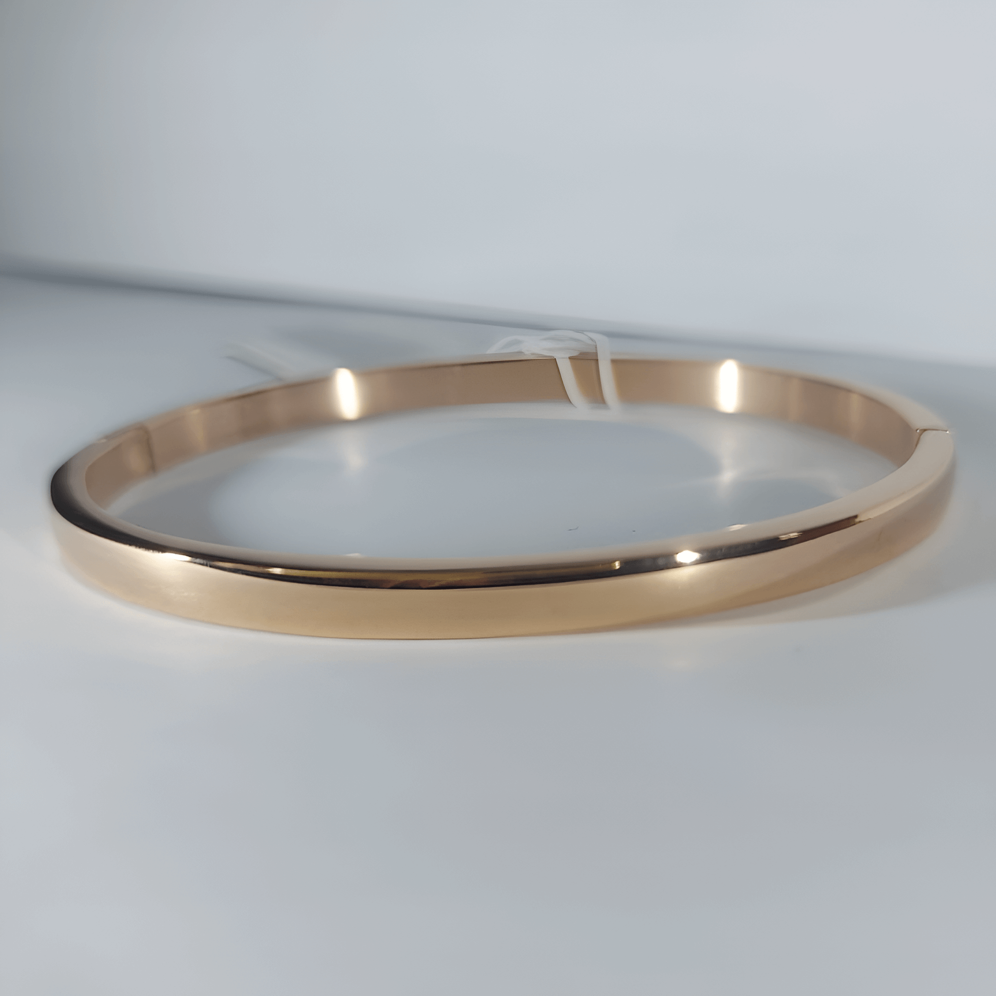 Rustproof Stainless Steel Rose Gold Oval Bangle Bracelet_3