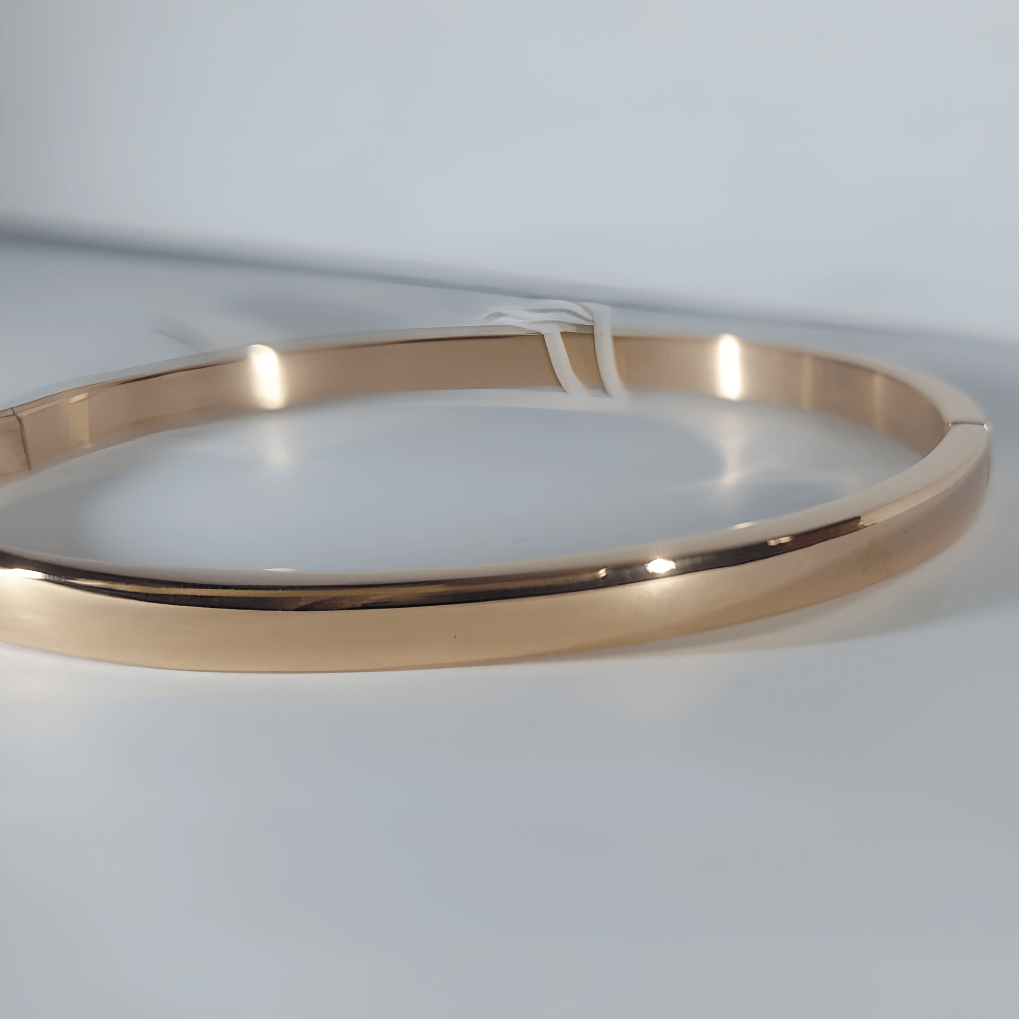 Rustproof Stainless Steel Rose Gold Oval Bangle Bracelet_2