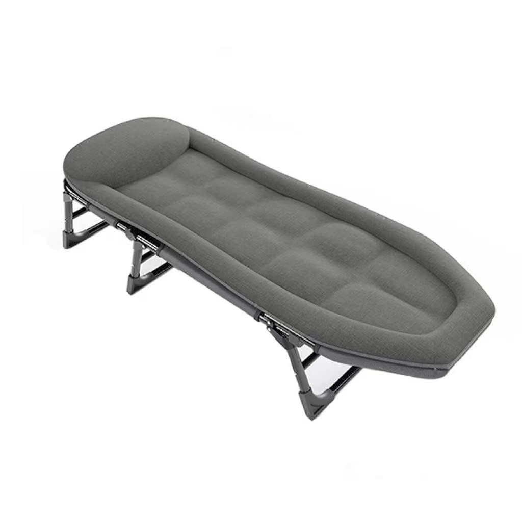 2 in 1 Foldable Bed and Chair |Senior Folding Bed Single Bed Office Lounge Chair Lunch Bed Napping Folding Bed Accompanying Simple Portable Military Bed(200 * 64 * 32)-light gray_3