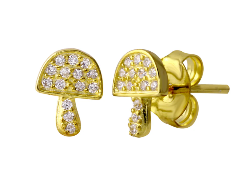 Tiny Gold Mushroom Earrings_0