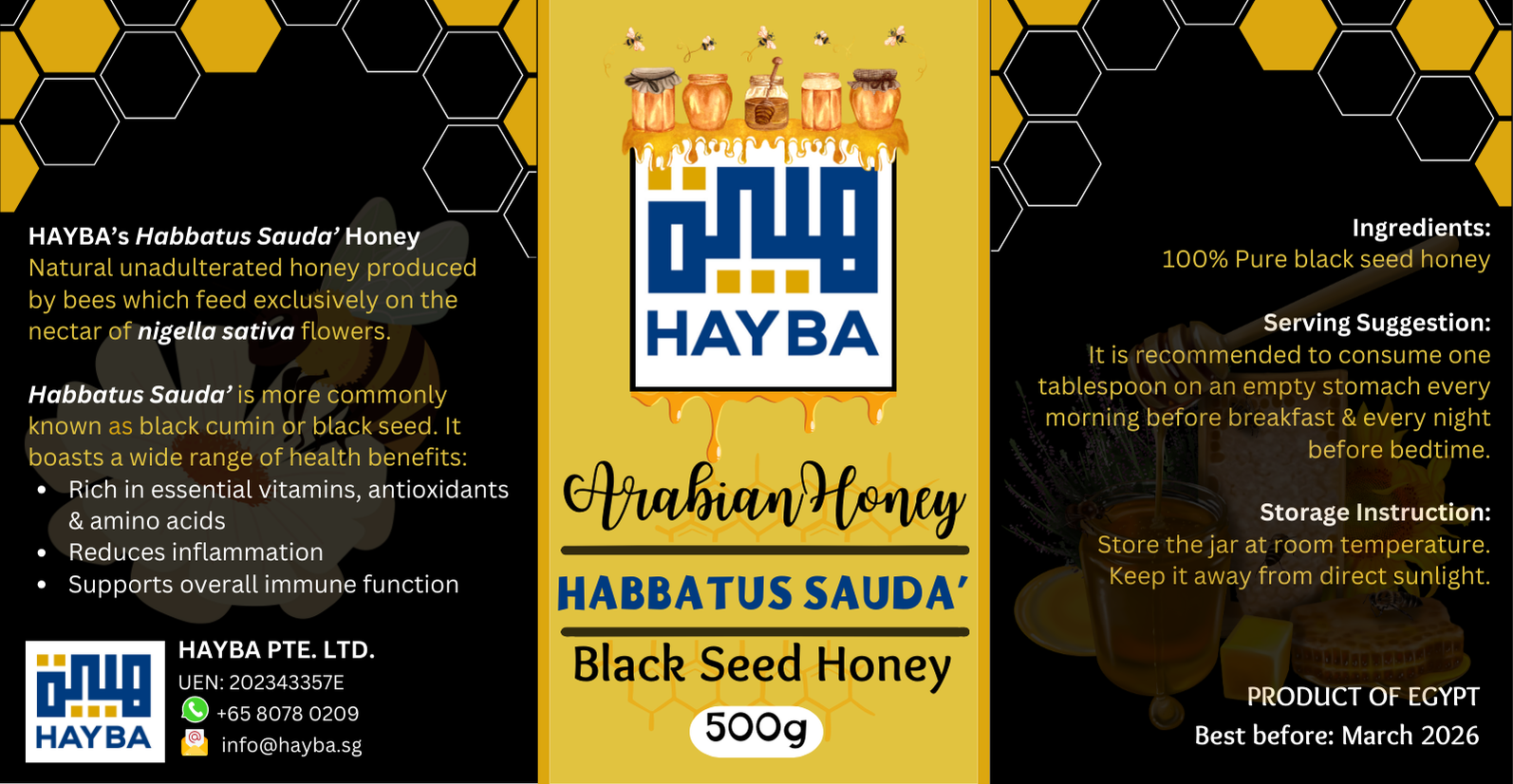 Egyptian Habbatus Sauda' Honey (500g)_2