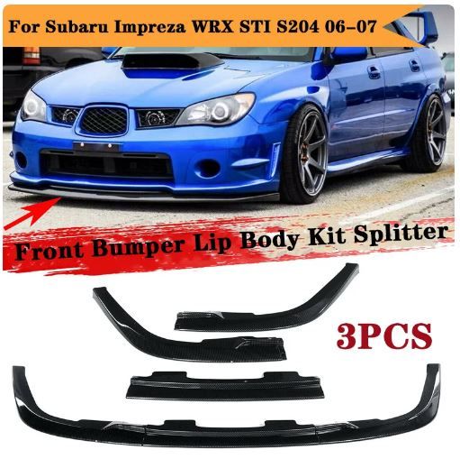 3pcs Front Bumper Splitter Lip Spoiler Kit For Subaru Impreza WRX Sti 2006 2007_0